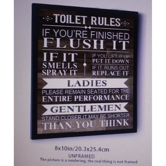 Toilet Rules Unframed Poster Art Ladies & Genlemen Humor Gift NIP - Picture 3 of 3